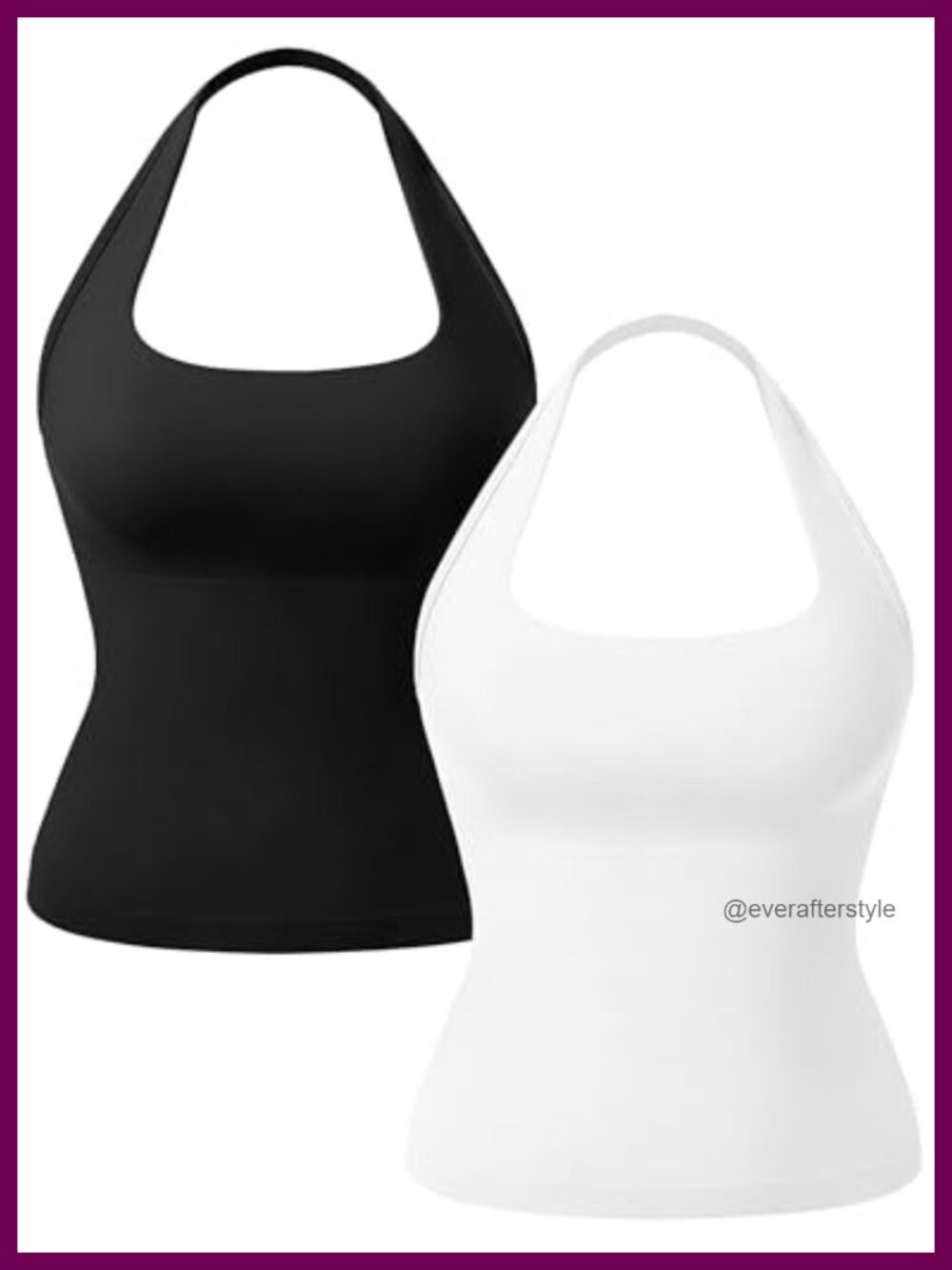 Halter Neck Workout Tank Top with Built-in Bra for Women Seamless Square Neck